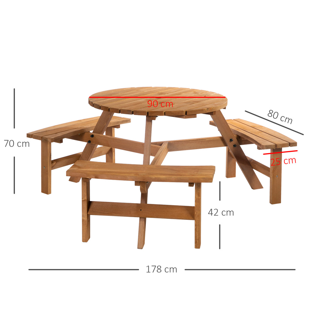 Outsunny Fir Wood Garden Pub Table & Bench Set, 6