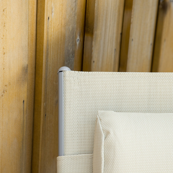 MCL Steel Fabric Sun Lounger Outdoor Folding Chaise Lounge Chair Recliner with Portable Design & 7 Adjustable Backrest Positions - Beige