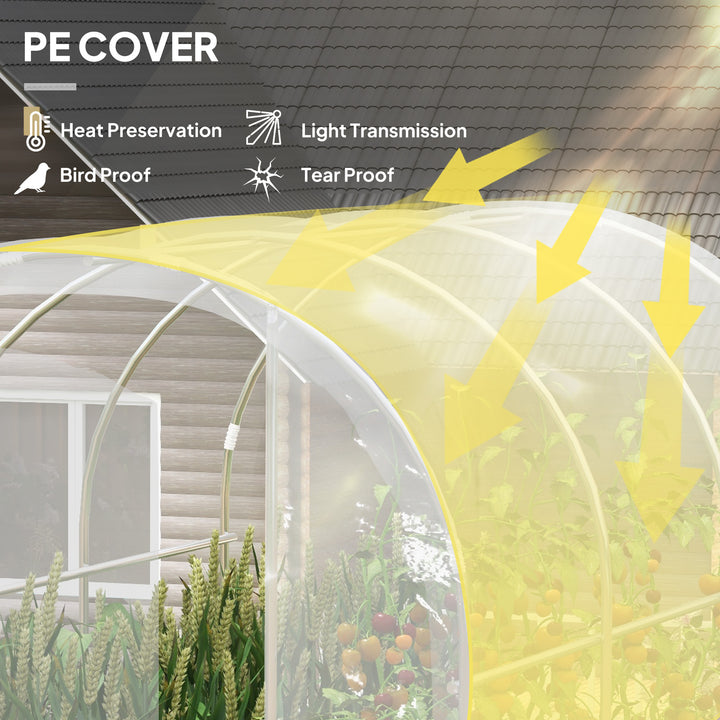 Polytunnel Greenhouse Walk-in Grow House with PE Cover, Door and Galvanised Steel Frame, 3 x 2 x 2m, Clear