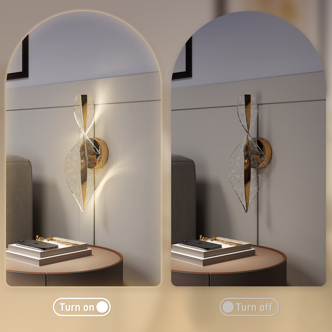 Led Wall Lamp 2 Pack, 13W Modern Indoor Spiral Wall Light, Colour Temperature Adjustable 3000K/4000K/6500K, for Bedroom, Living Room, Hallway, Stairs, Gold Tone
