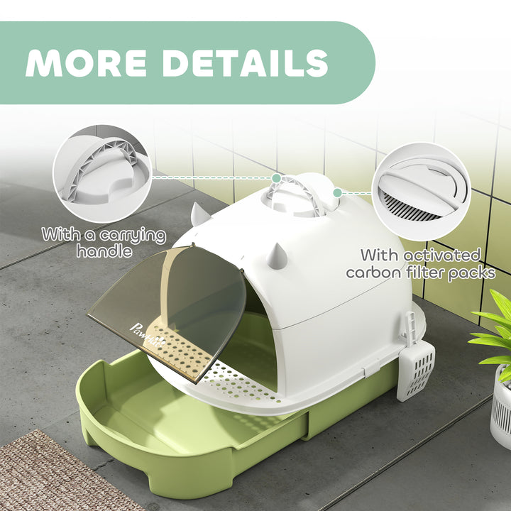 Enclosed Cat Litter Box w/ Pull-Out Drawer, Scoop, Deodorising Bags fo