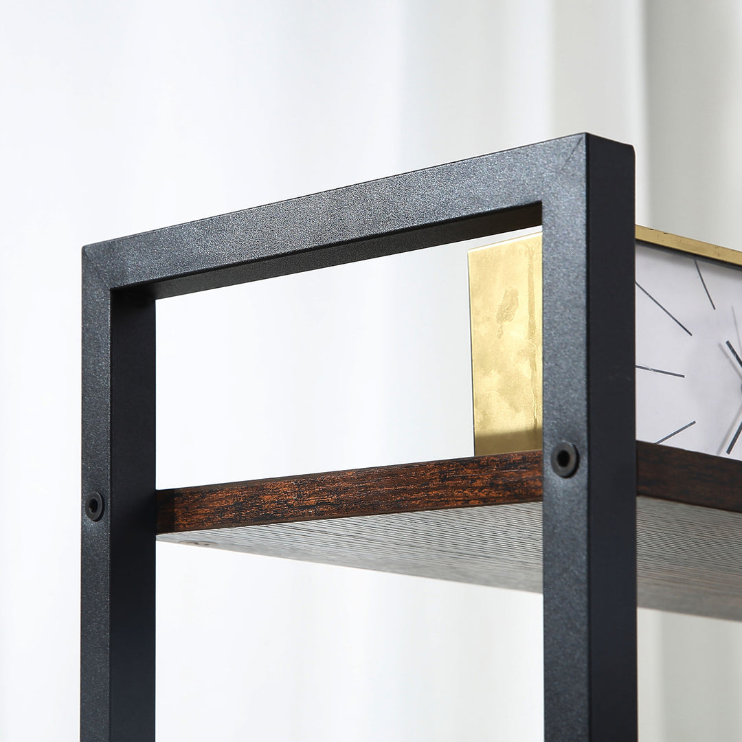 MCL Office Desk with Storage Shelves, 120 CM Computer Desk, Industrial Study Table with Metal Frame for Home Office Small Space, Rustic Brown