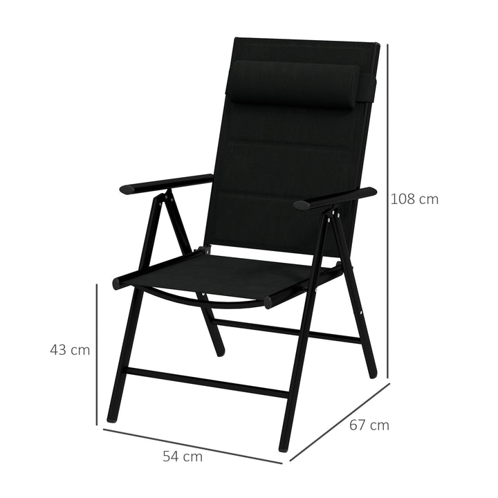 Set of Two Padded Garden Chairs - Black