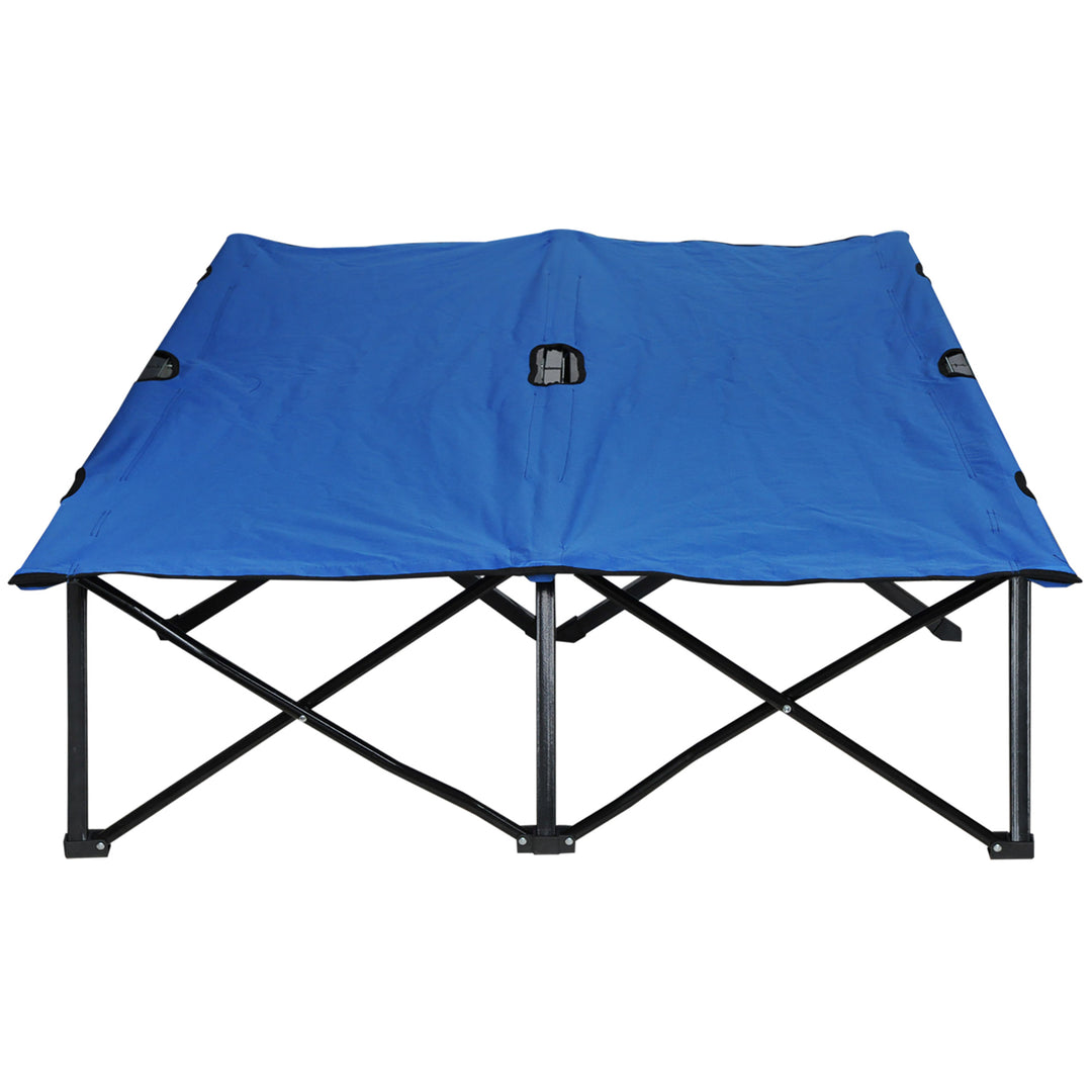 Double Camping Cot Bed, with Bag - Blue