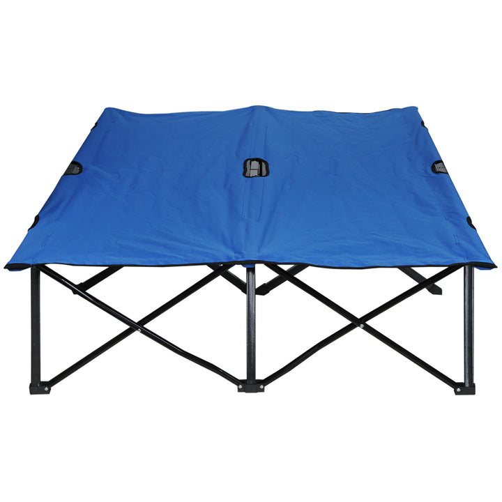 Double Camping Cot Bed, with Bag - Blue