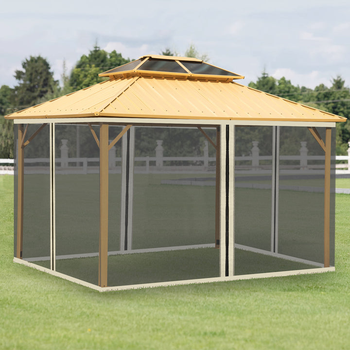 352 x 207cm Universal Replacement Mesh Sidewall Netting for Patio Gazebos and Canopy Tents, (Sidewall Only) Beige