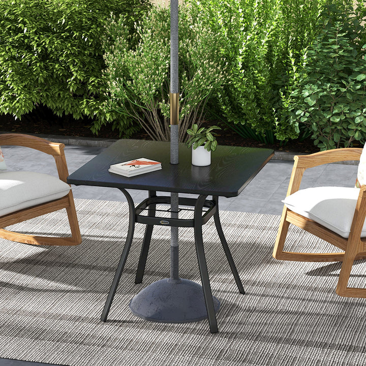 Outsunny Four-Seater Steel Garden Table, with 40mm Parasol Hole - Black