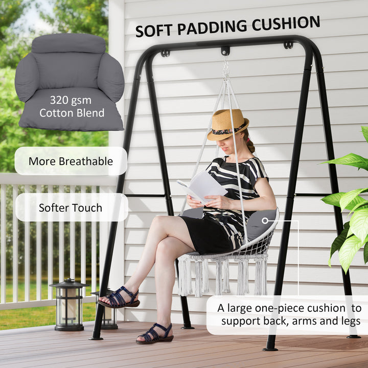 Hanging Chair Outdoor Hammock Chair with Soft Cushion, Cotton Rope Boho Style Swing Chair, Hanging Garden Swing Seat for Indoor Outdoor, Dark Grey