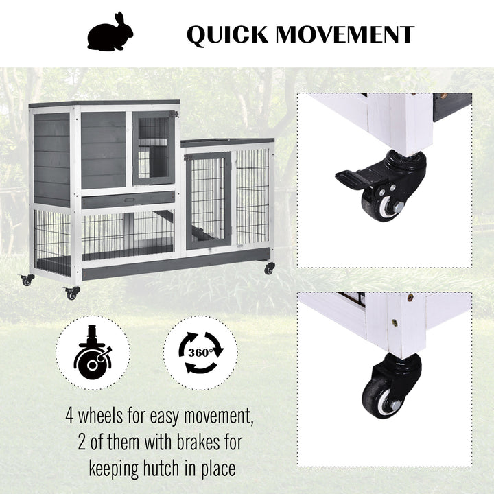 Small Animals 2-TierFir Wood Guinea Pigs Hutches Indoor Hutch Grey