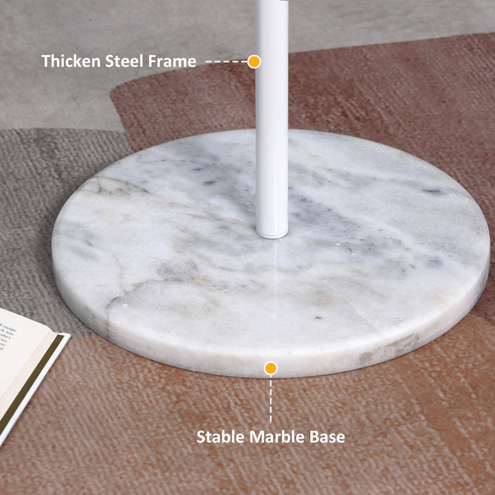 Coat Rack Free Standing Hall Tree with 8 Round Disc Hooks for Clothes, Hats,Purses, Steel Entryway Coat Stand with Marble Base for Entryway, Living Room, Bedroom, White