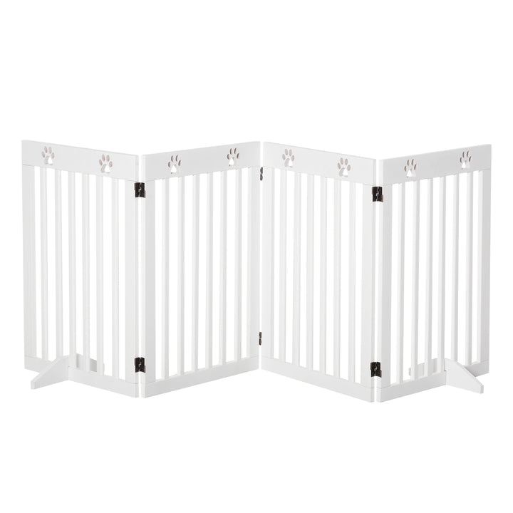 MCL Wooden Pet Gate Foldable Freestanding Dog Safety Barrier w/ Support Feet