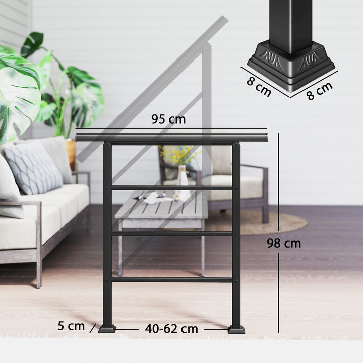 Outdoor Handrail for Stairs, 0°-45° Adjustable Wrought Iron Exterior H
