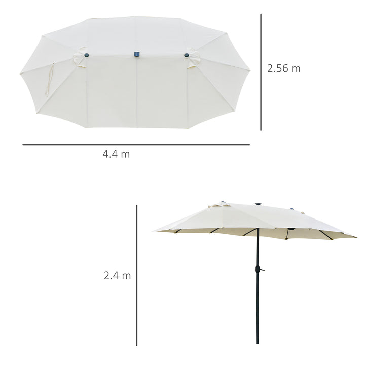 4.4m Double-Sided Sun Umbrella Patio Parasol LED Solar Lights Cream White