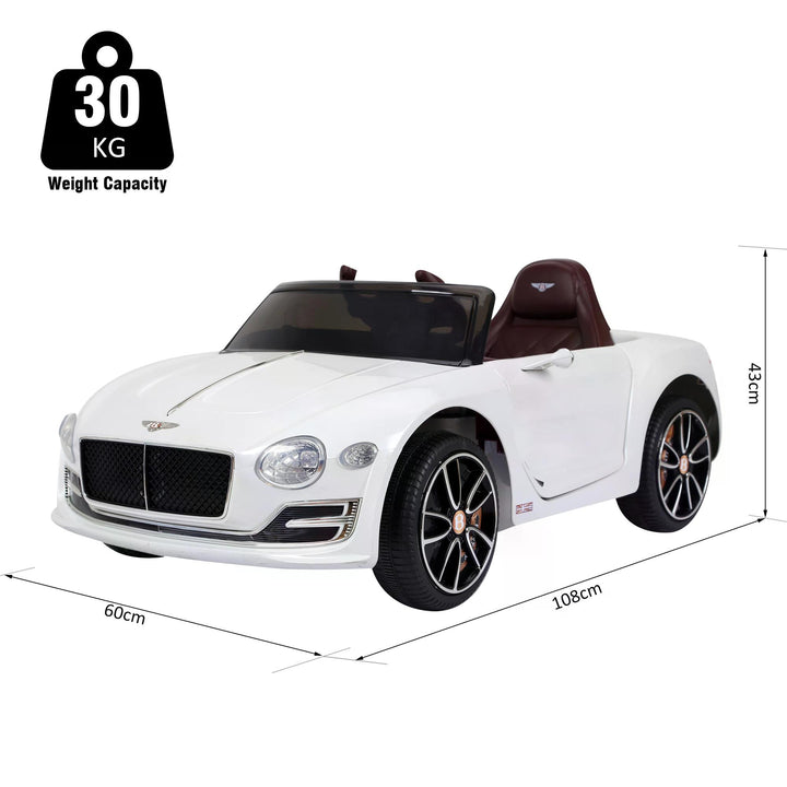 HOMCOM 12V Ride on Car with LED Lights, Kids Electric Car Ride on Toys Bentley Licensed MP3 Player, White