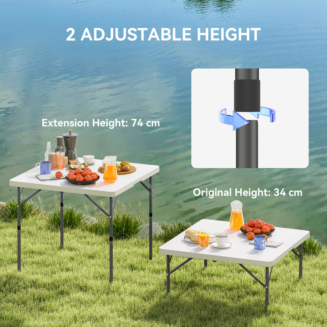 34/74cm Folding Camping Table, with Handle - White