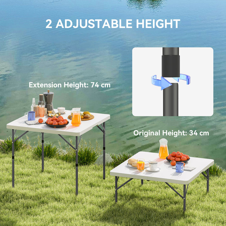 34/74cm Folding Camping Table, with Handle - White