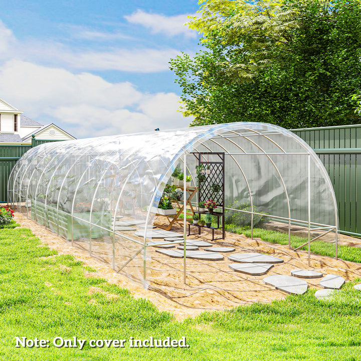 6 X 10m Heavy Duty (150um/6mil) Polypropylene Greenhouse Cover Replacement, UV Resistant Waterproof Plastic Polytunnel Cover, Clear