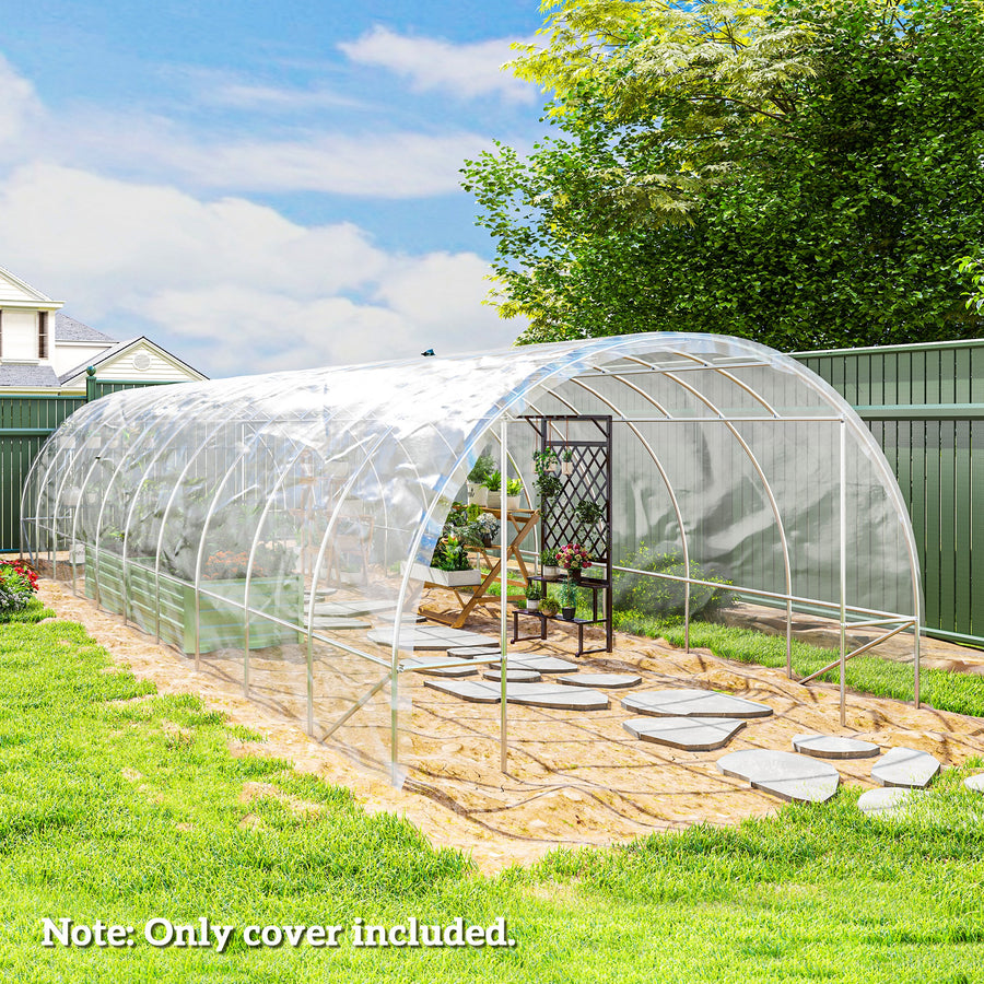 6 X 10m Heavy Duty (150um/6mil) Polypropylene Greenhouse Cover Replacement, UV Resistant Waterproof Plastic Polytunnel Cover, Clear