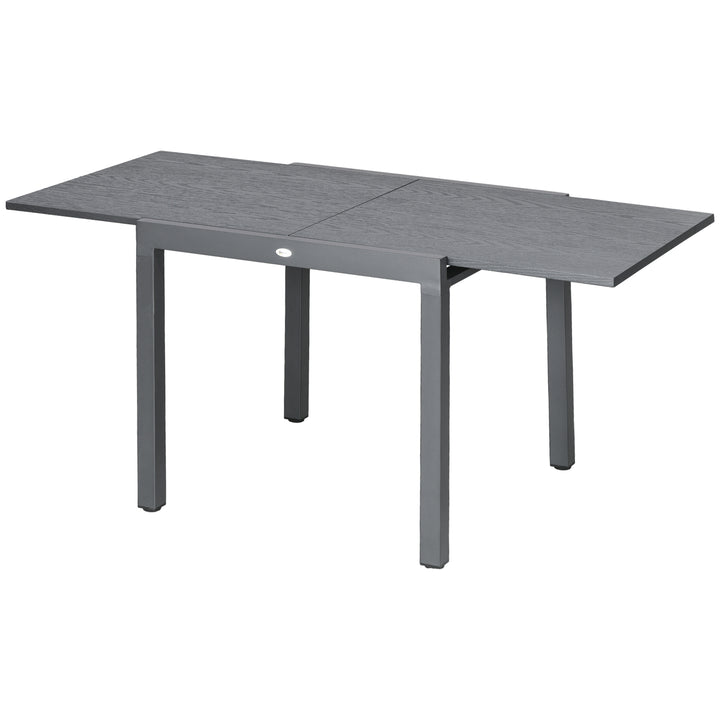 Outsunny Extendable Garden Table for 6 with Aluminium Frame, Steel Tabletop, Dark Grey