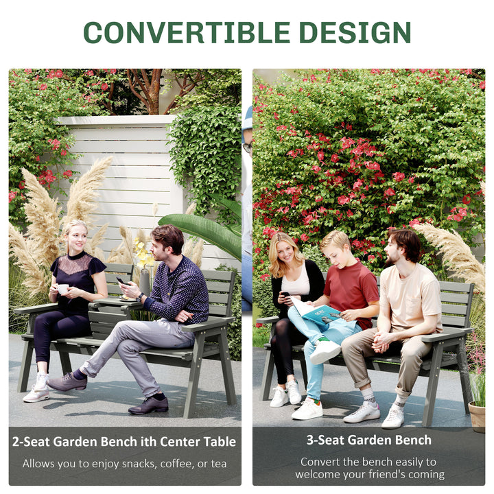 Fir Wood Convertible 2 to 3 Seater Outdoor Garden Bench Grey