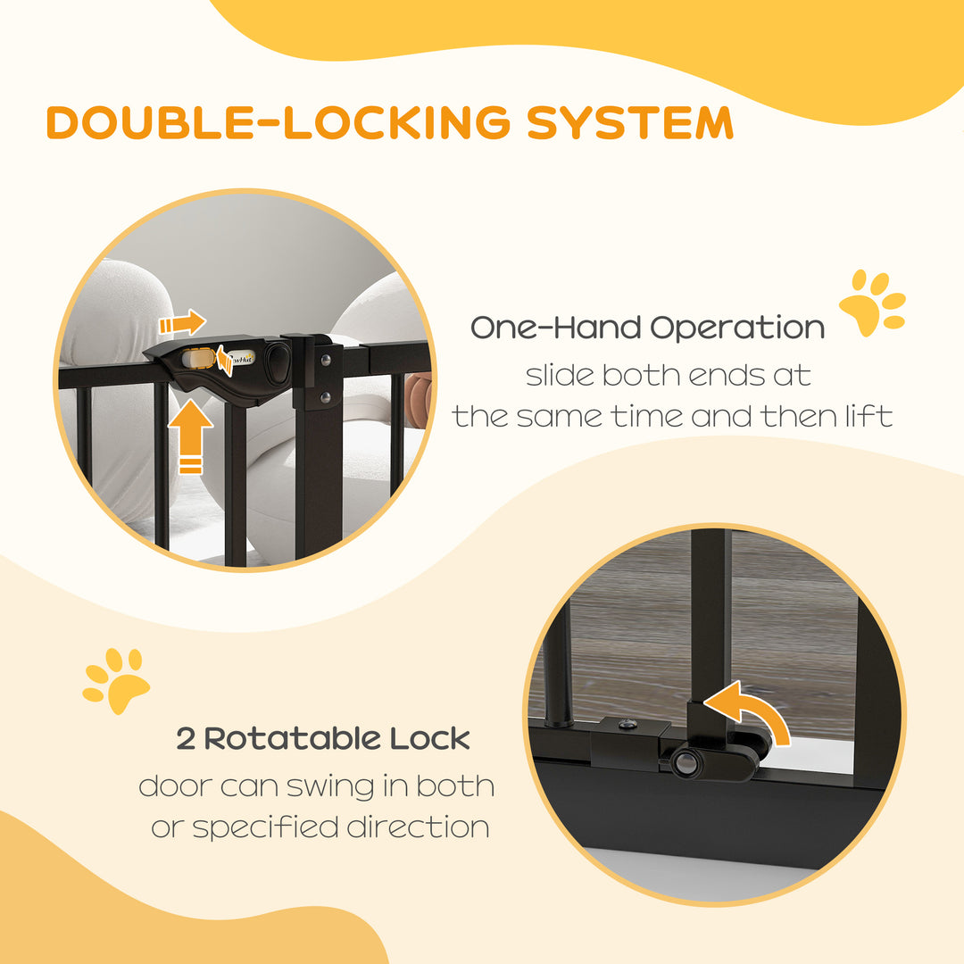 Adjustable Safety Gate w/ One Extensions, Four Adjustable Screws, Black