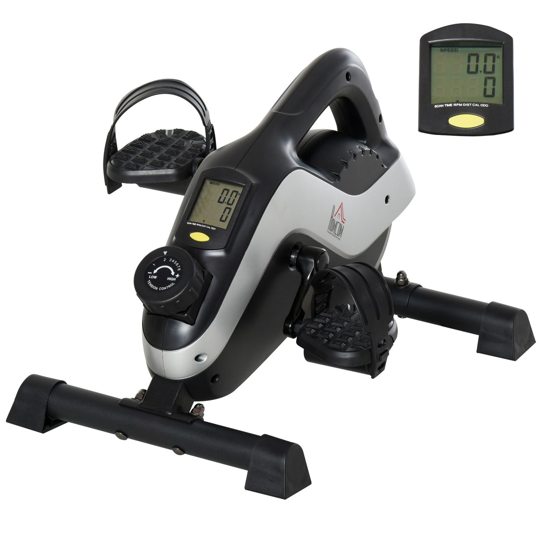 Portable Pedal Exerciser, Mini Exercise Bike with 8 Levels Magnetic Resistance and LCD Display, Cycle Leg Exerciser Sitting Down