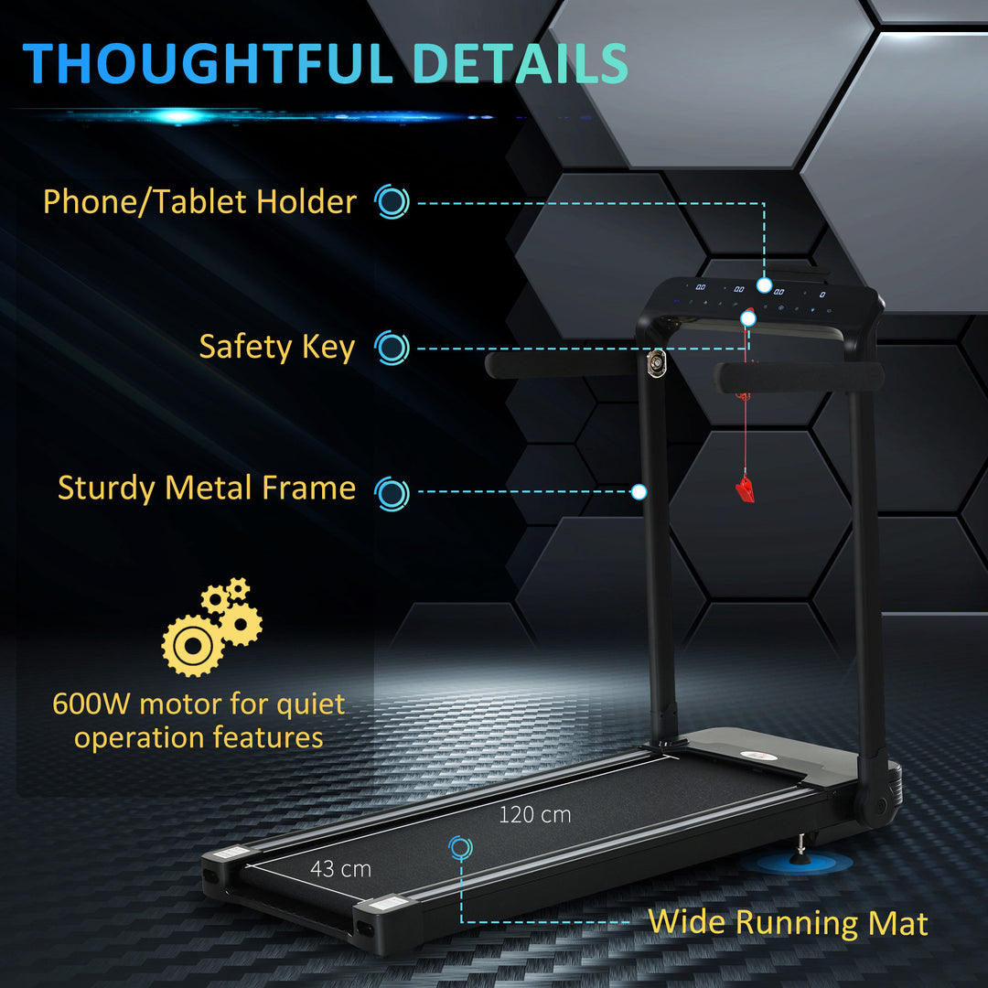 Folding Treadmill, 1.85HP Installation-Free Walking Jogging Running Machine, 12KM/H with 12 Pre-Programs and LED Display for Home Gym Office