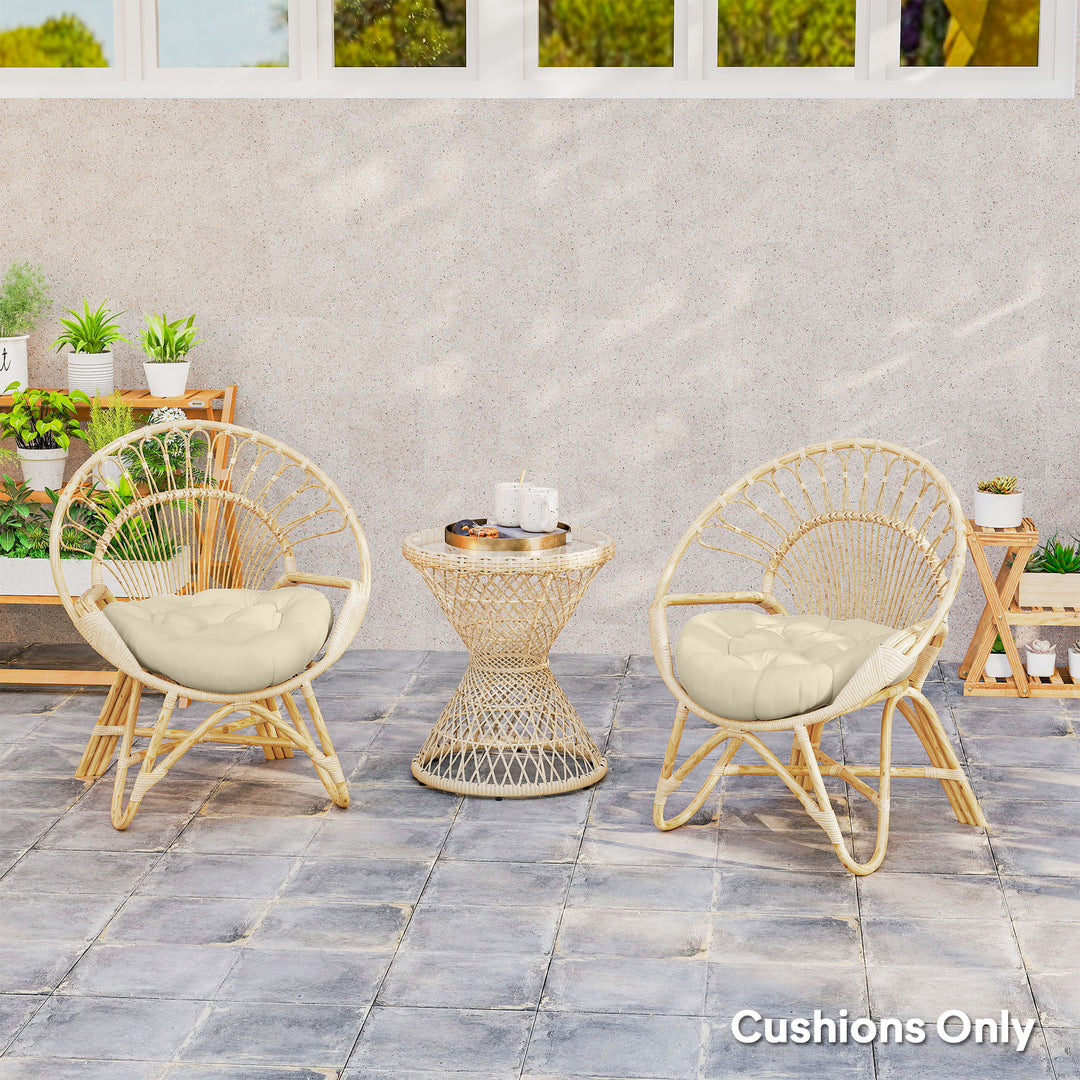 Set of Two Φ60cm Outdoor Cushions - Beige