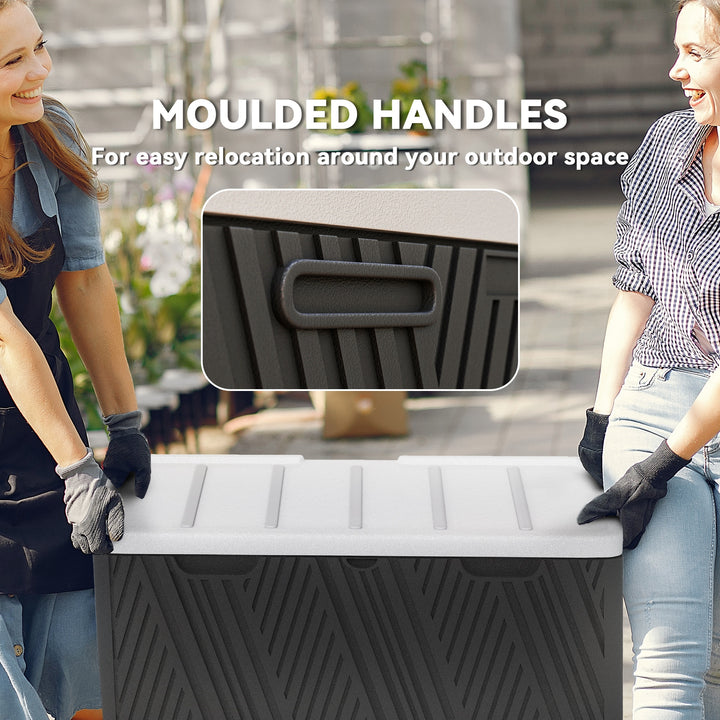 380L Waterproof Outdoor Storage Box, with Lockable Lid - Black