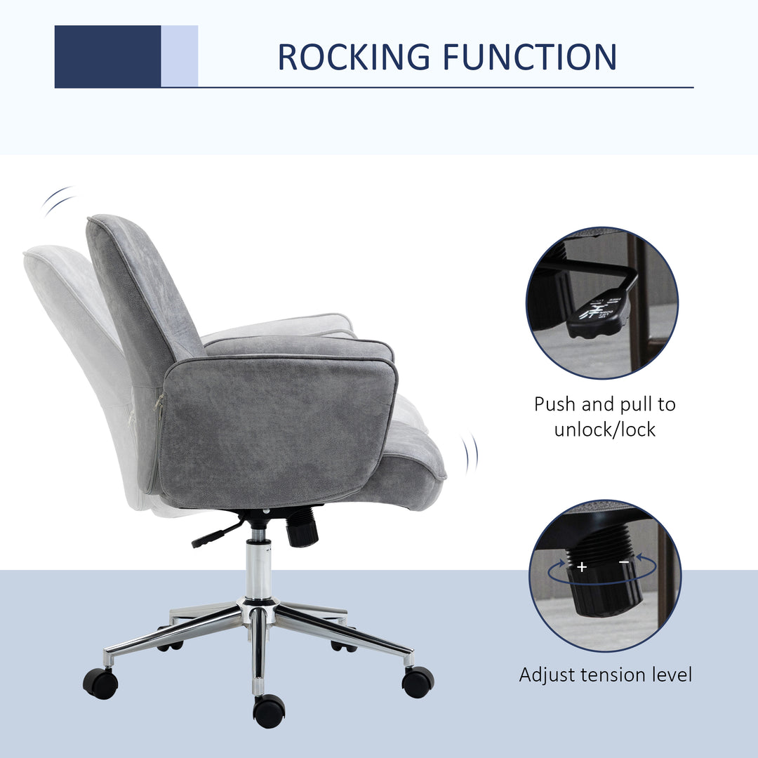 Swivel Computer Office Chair Mid Back Desk Chair for Home Study Bedroom, Light Grey