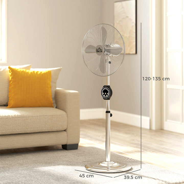 16" Metal Pedestal Fan with Oscillating, Adjustable Height - Silver Tone