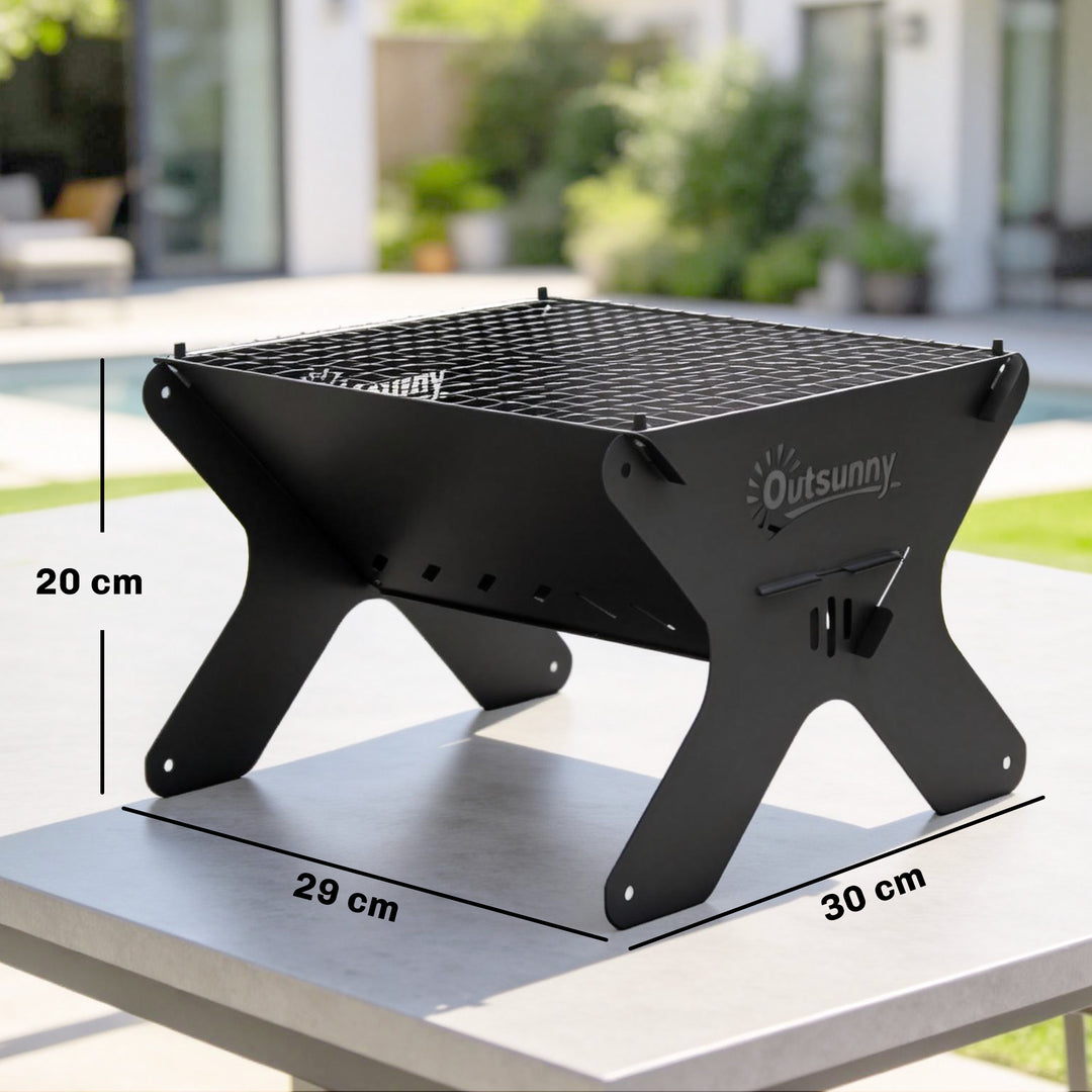2-In-1 Portable BBQ Grill and Camping Fire Pit, Tabletop Charcoal Barb