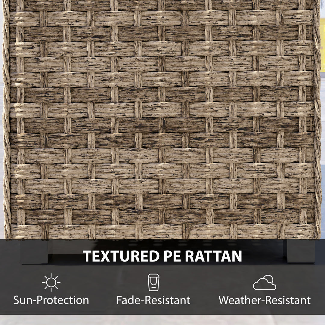 Outdoor Coffee Table with Storage Shelf, PE Rattan Side Table with Sla