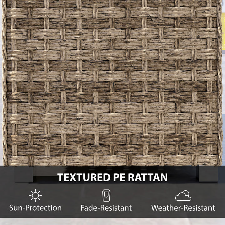 Outdoor Coffee Table with Storage Shelf, PE Rattan Side Table with Sla