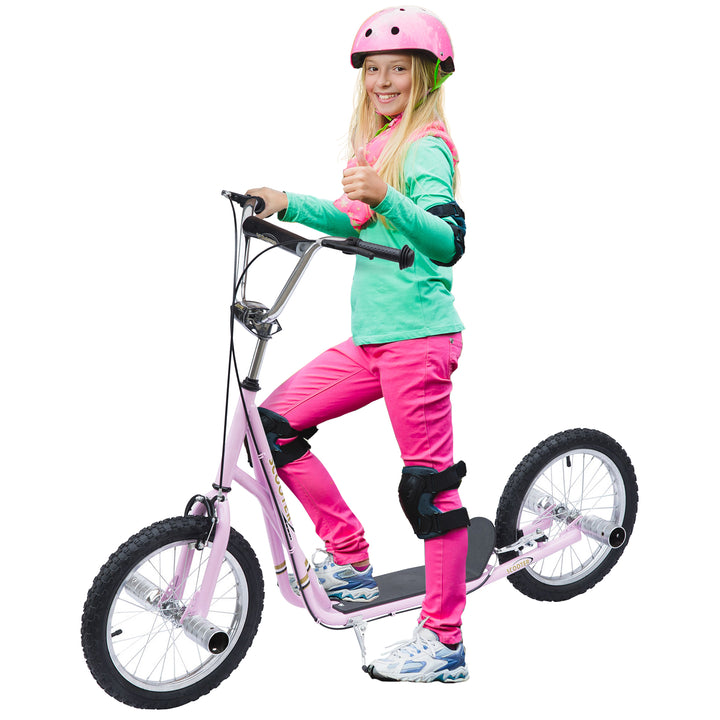 HOMCOM Youth Scooter Adult Teen Push Scooter Kids Children Stunt Scooter Bike Bicycle Ride On 16" Pneumatic Tyres , Pink