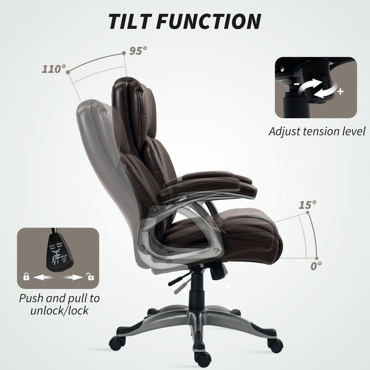 49.5-59cm Faux Leather Office Chair - Brown