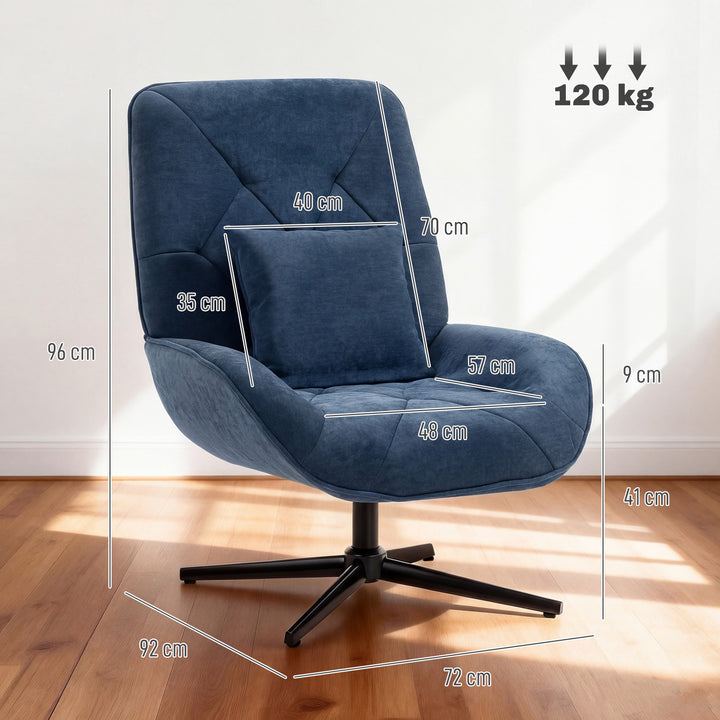 Accent Chair, Chenille Upholstered Swivel Armchair with Lumbar Pillow,