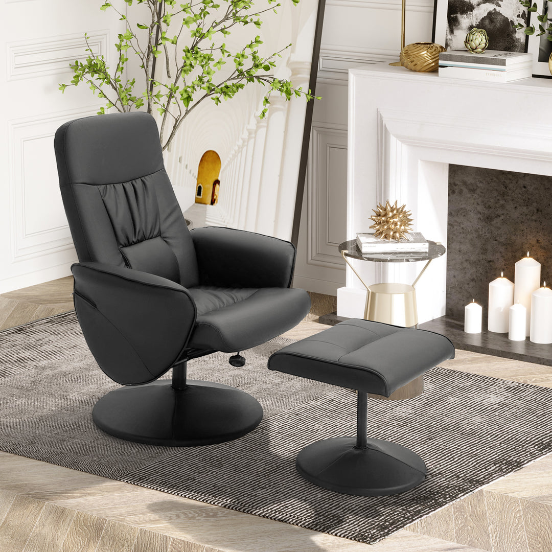 Executive Recliner Chair High Back and Footstool, HOMCOM Armchair Lounge Seat Black | Aosom UK