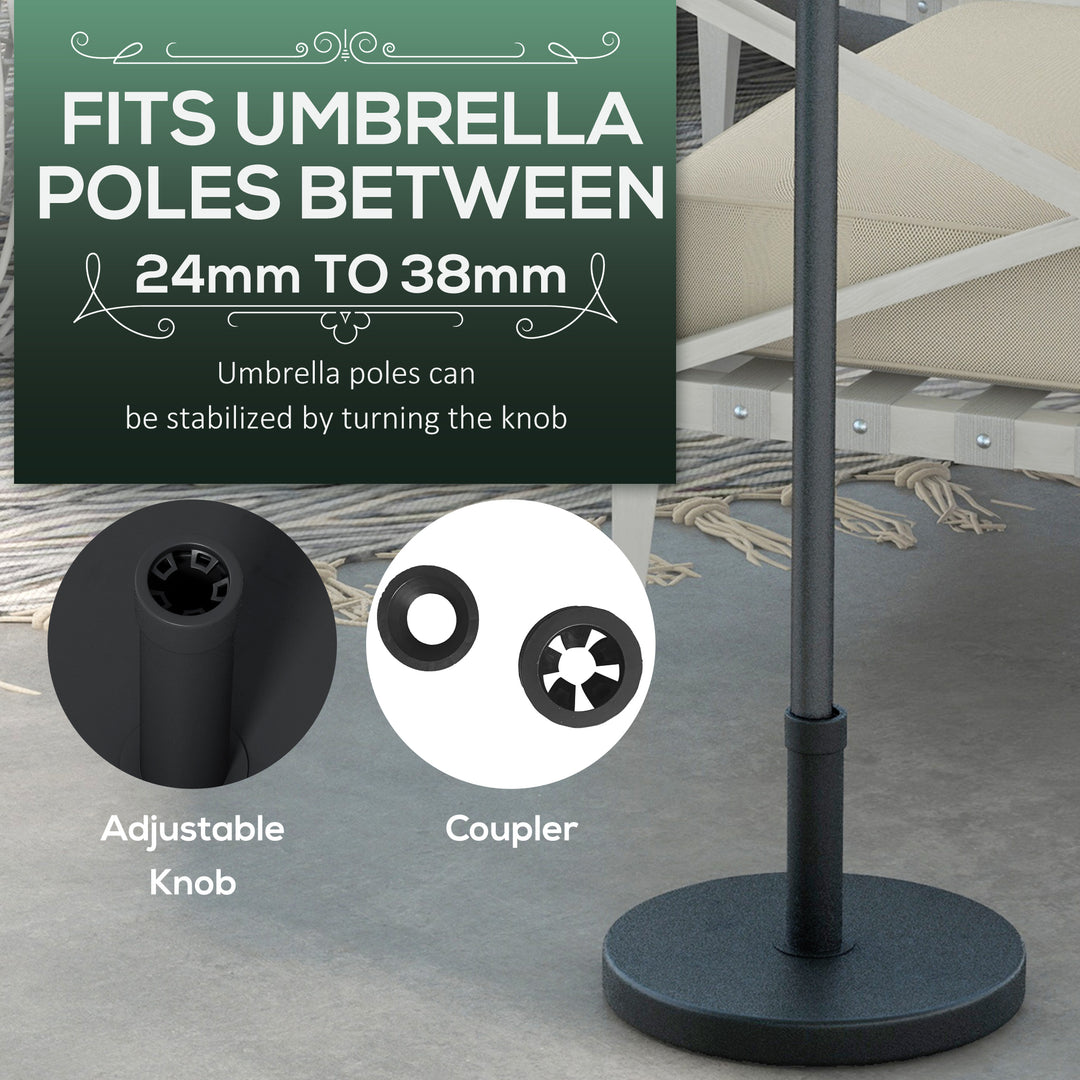 15kg Concrete Umbrella Parasol Base with Rattan Effect 46.5cm Dia Heavy Duty Parasol Stand for Outdoor Patio Umbrella