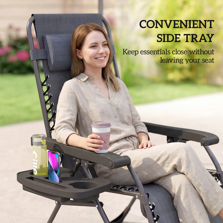 Zero Gravity Chairs Set of 2, Folding Sunloungers Reclining Garden Cha