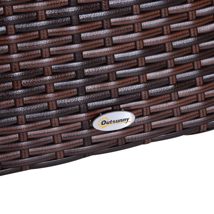 Rattan Outdoor Coffee Table, Wicker Garden Patio Bistro Side Table with Umbrella Hole and Storage Space for Balcony, Porch, Brown