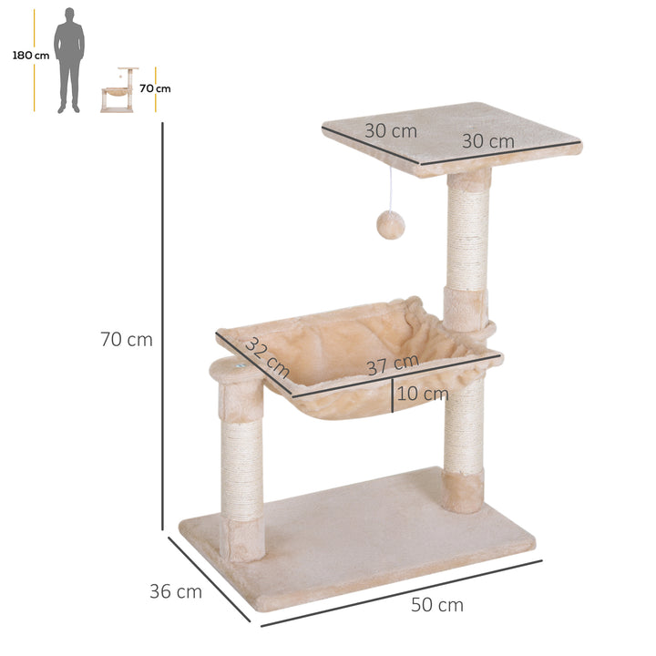 Cat Scratch Post with Bed Cat Tree for Indoor Cats Sisal Scratching Posts Hammock Kitty Activity Centre Beige
