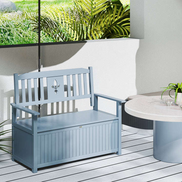Two-Seater Wooden Storage Bench - Grey