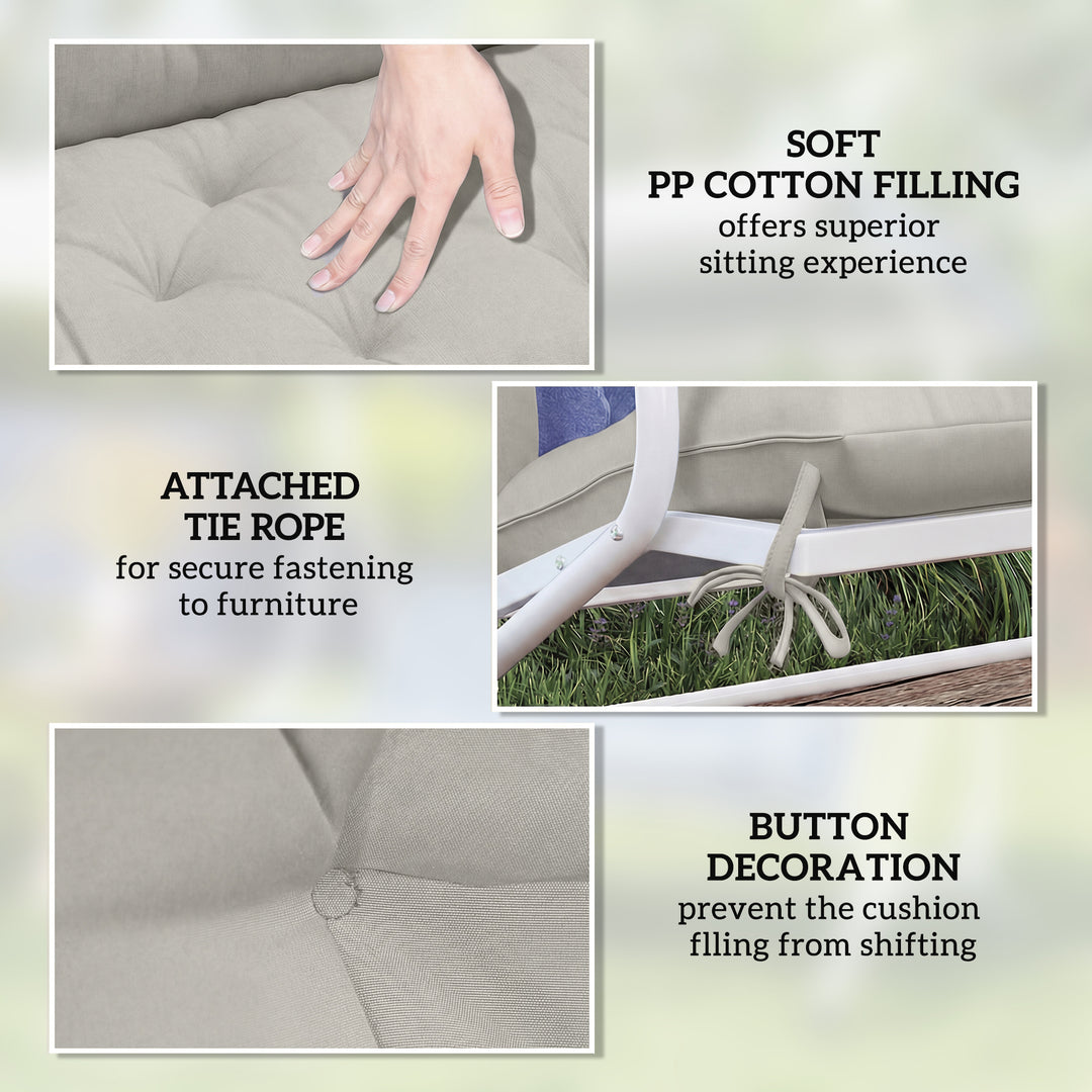 Garden Bench Cushion, 2 Seater Swing Chair Cushion, Seat Pad with Ties