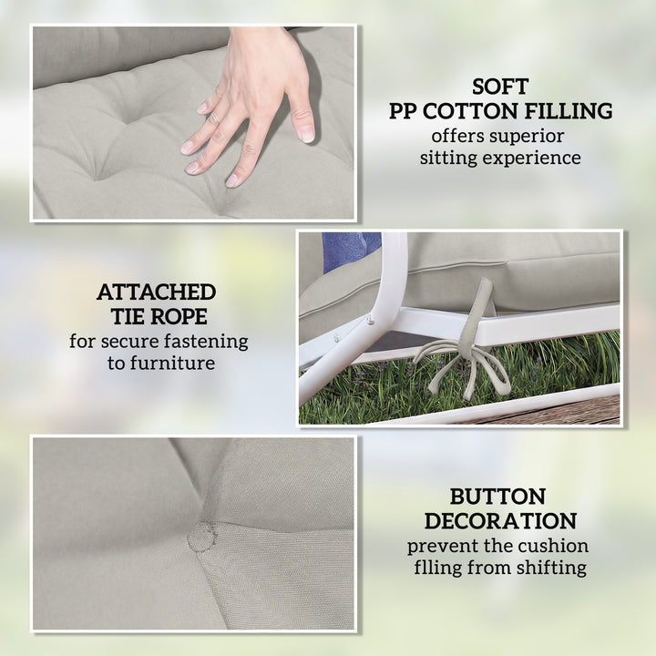 Garden Bench Cushion, 2 Seater Swing Chair Cushion, Seat Pad with Ties