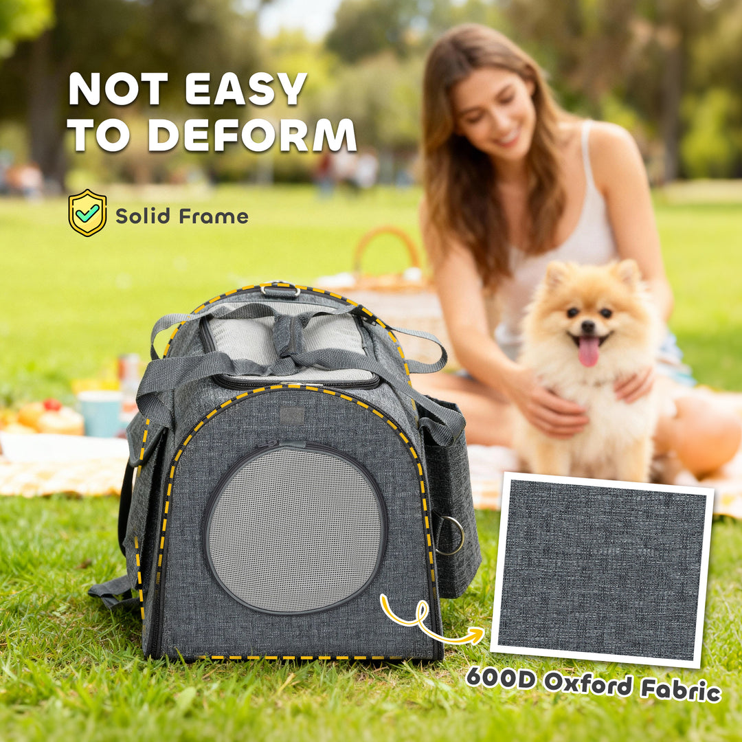 MCL Soft Sided Cat Carrier Bag, Portable Foldable Pet Carrier with Shoulder Strap & Removable Mat for Small Pet Up to 10kg