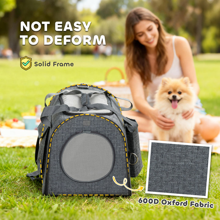 MCL Soft Sided Cat Carrier Bag, Portable Foldable Pet Carrier with Shoulder Strap & Removable Mat for Small Pet Up to 10kg