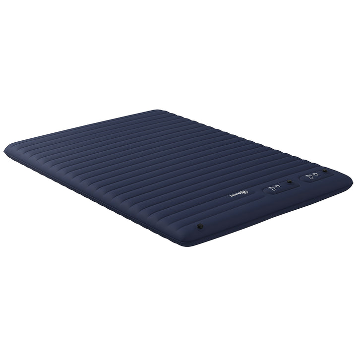 Double Inflatable Mattress, with Built-In Pump - Blue
