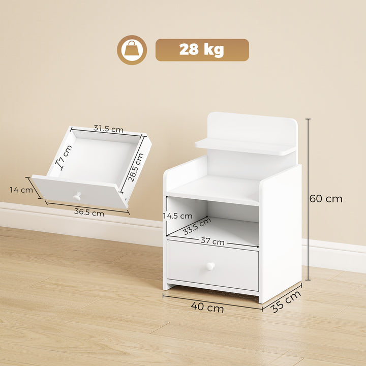 Bedside Cabinet, Bedside Table with Drawer and Shelf for Living Room, 