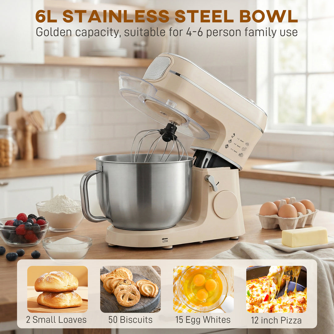 Stand Mixer, 6L 1400W Tilt-Head Food Mixer with 11 Speeds, Pulse &amp; Fer